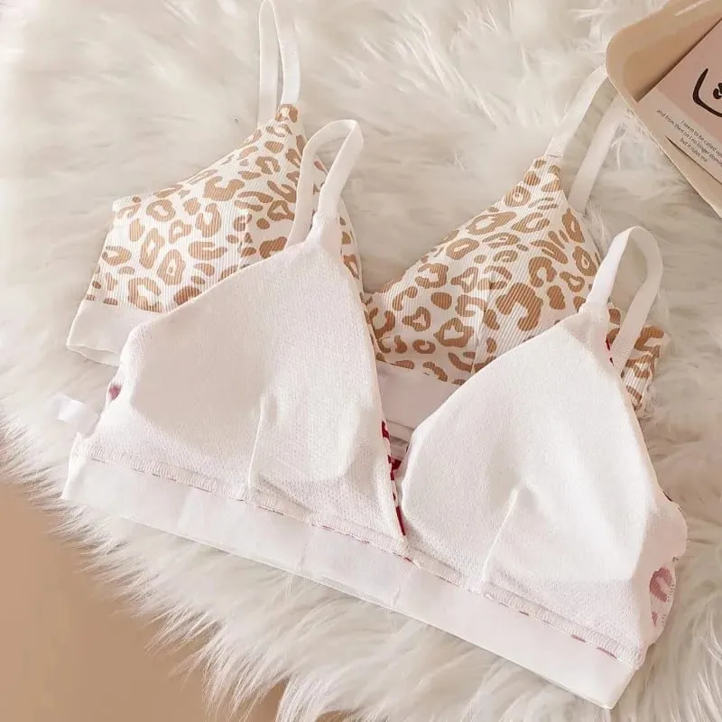 1/2/3set Women V-Neck Bra And Panties Set Low Waist Panties Female Sexy Lingerie Set Leopard Print Cotton Bra Sport Underwear — image 6