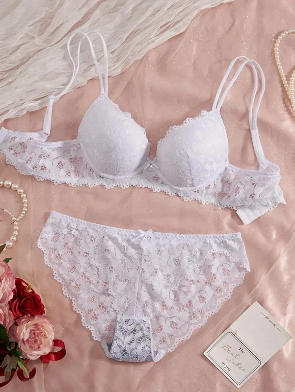 6-Piece Set Women's Underwear Set Sexy Patterned Lace Patchwork No Lining Comfortable Fitting Women's Push-Up Bra Sexy Lingerie — image 16
