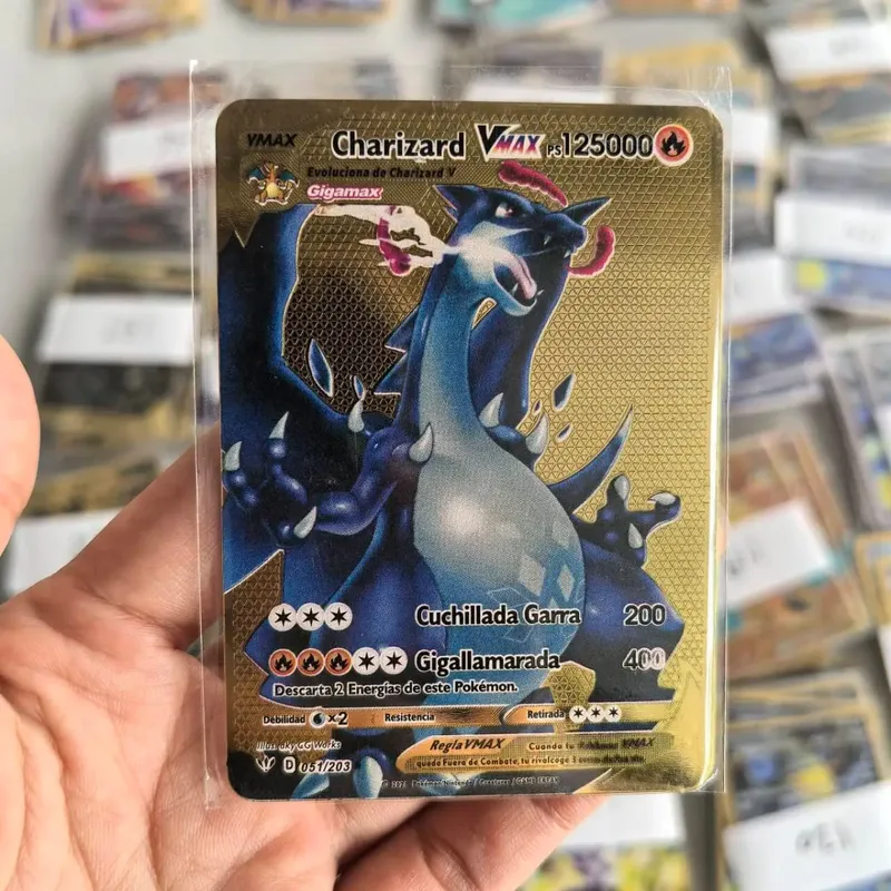 10000HP Charizard Vmax Pokemon การ์ดโลหะการ์ดภาษาอังกฤษ Arceus GX Vstar V Golden Limited เด็กของขวัญเกม Battle Collection การ์ด