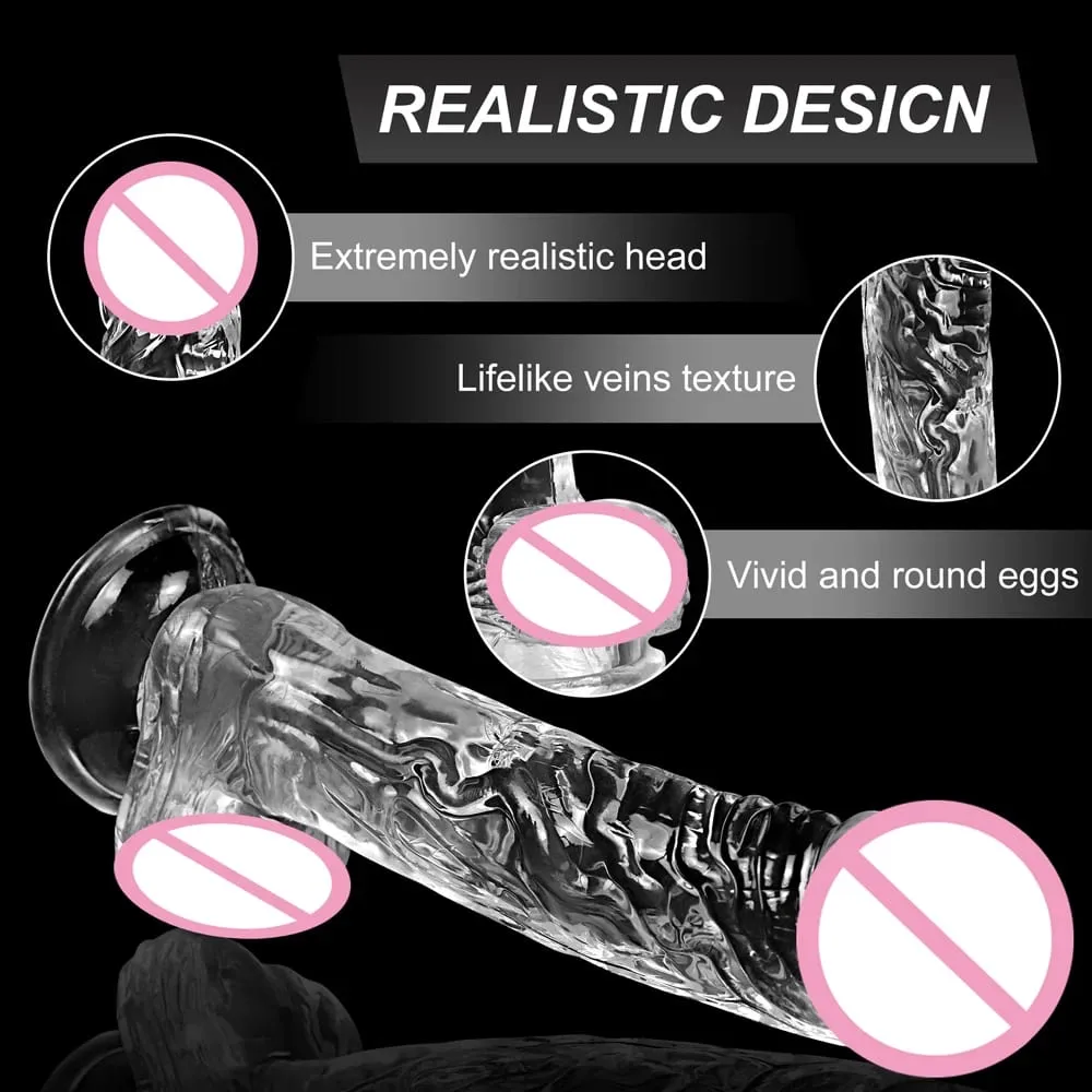 Makatotohanang Soft Dildo para sa mga Babaeng Baguhan Transparent na Ari na may Malakas na Suction Cup Hands-Free Play para sa Adult Sex Masturbator — image 5