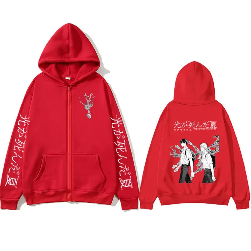 Anime The Summer Hikaru Died Zipper Hoodies Hikaru Yoshiki Manga Zip Up Hooded Sweatshirts Men Long Sleeves Hoodie Jackets Coats — image 5