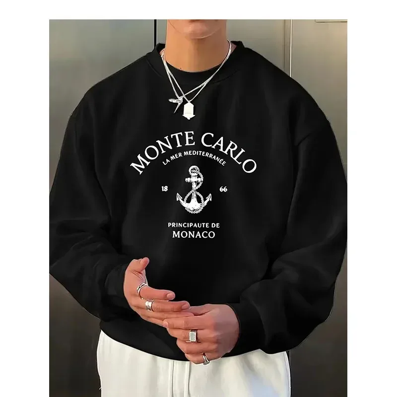 The new men's round-neck sweatshirt for Spring and Autumn 2026 is casual and comfortable with 3D letter pattern printing