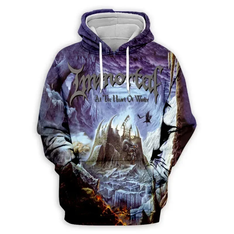 Black Metal Rock Immortal 3D Print Hoodies Men Women Fashion Casual Sweatshirts Oversized Hoodie Pullovers Tracksuit Clothing