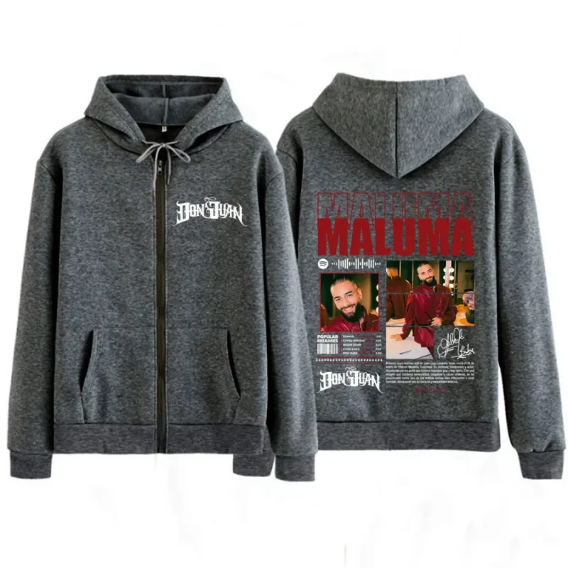 Rapper MALUMA Tour 2025 Graphic Zip Up Hoodie Men's Women Fashion Hip-hop Pullover Long-sleeved Thick Casual Zipper Sweatshirts — image 7