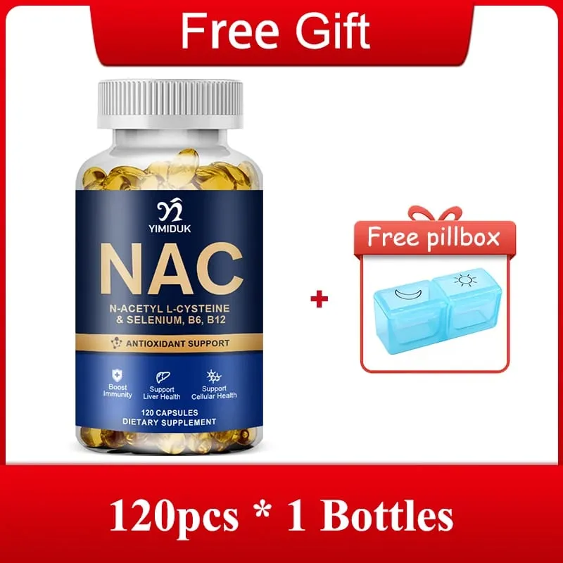Pure NAC Capsules with Vitamin B12 Support Skin Hydration Antioxidant Immune Cellular Health Detoxification Men & Women
