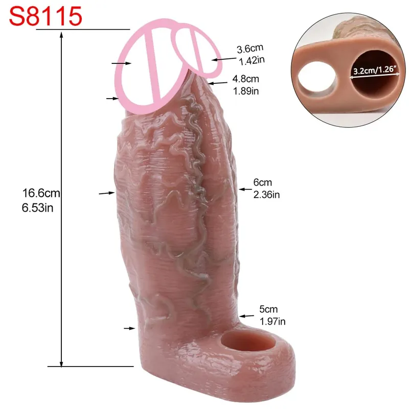 Close Head Realistic Penis Sleeve Sex Toys for Men Delay Ejaculation Dick Extender For Couples Sex Pleasure Sexshop