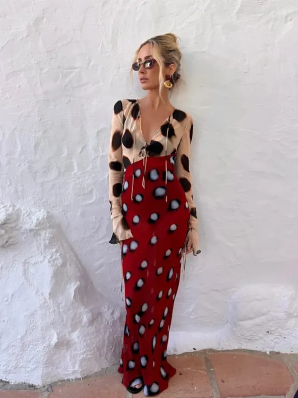Trendy Slip Dress Animal Print V-neck Ruched Drawstring Sexy Maxi Women Dresses Beach Vacation Stylish Retro Summer Party Outfit — image 12