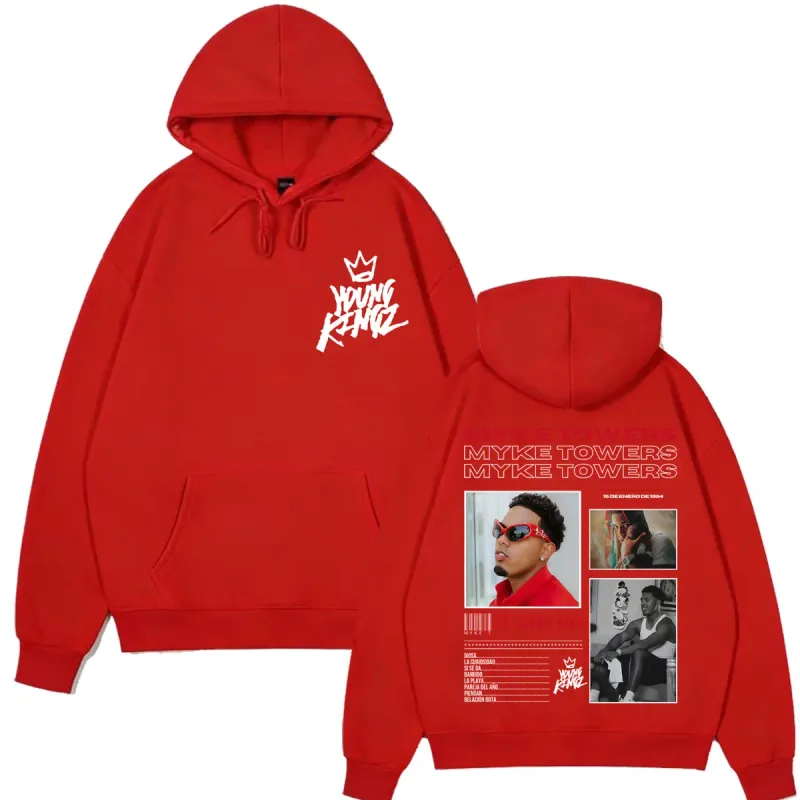 Myke Towers Young Kingz 2026 Album Tour Print Pullover Men Women Fashion Sweatshirts Winter Casual Long Sleeves Hip Hop Hoodie — image 12