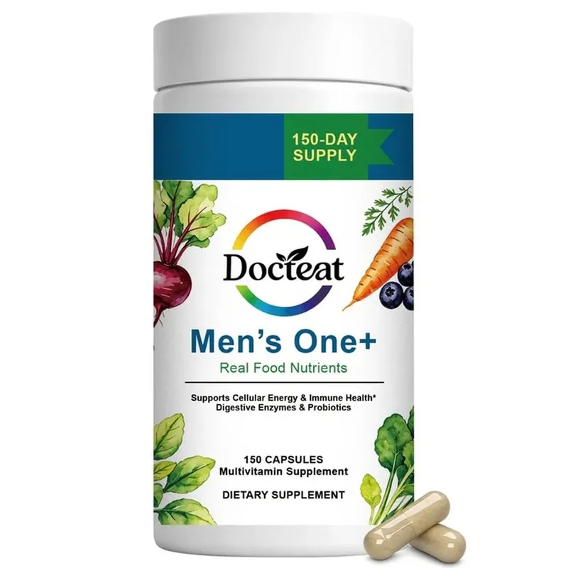 Docteat Men's One+ Real Food Nutrients Capsules with Vitamins & Minerals for Energy Immune & Digestive Support Men 150 Capsules
