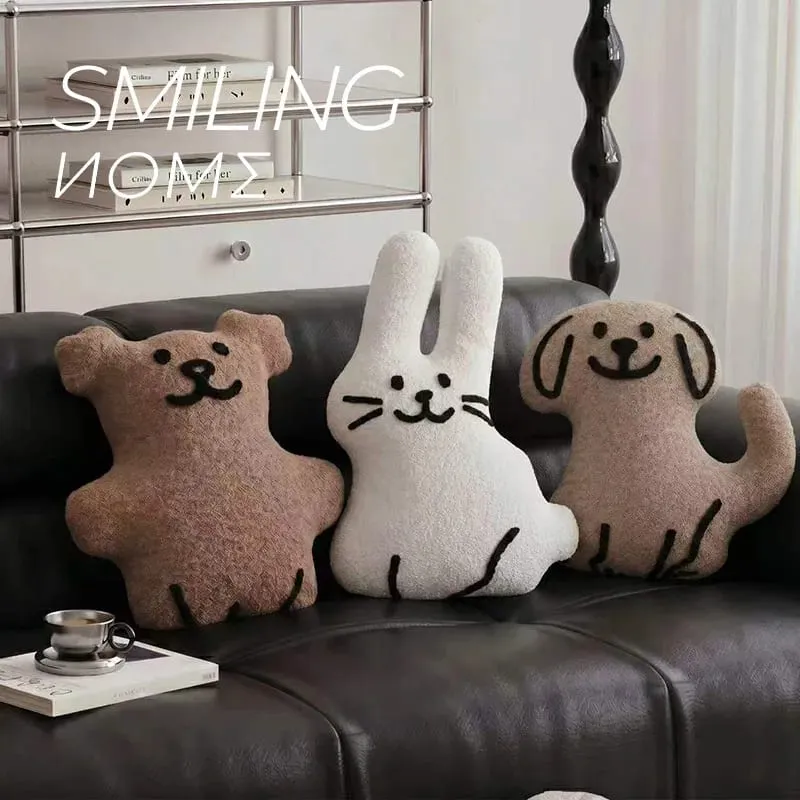 Cute Cartoon Stuffed Animal Cushion Cover Nordic Ins Style Plush Pillow Soft Sofa Living Room Decorative Pillow Case Home Decor