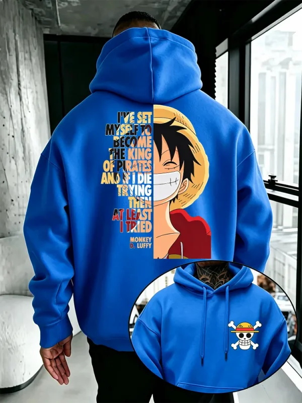 One Piece Anime Hoodie Monkey D Luffy Quote Print Streetwear Unisex Men Women Oversized Casual Sweatshirts Long Sleeve — image 9