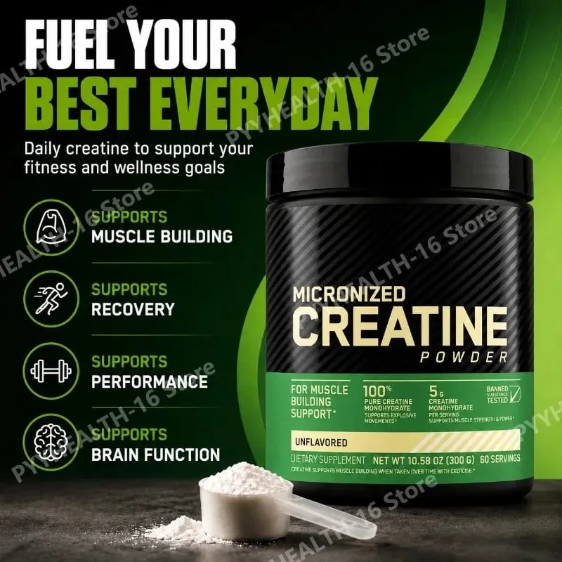 Micronized Creatine Monohydrate Powder Pure Unflavored Muscle Strength & Lean Muscle Support 5g Per Serving 300g 60 Servings — image 5