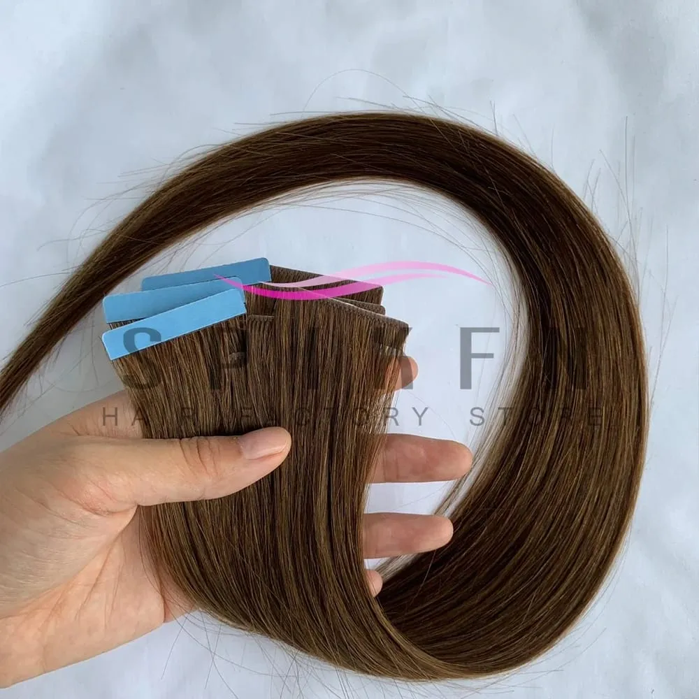 Invisible PU Skin Weft Hair Extensions Natural Straight Machine Remy Seamless Adhesive Tape In Human Hair 10pcs/pack 12''-20''