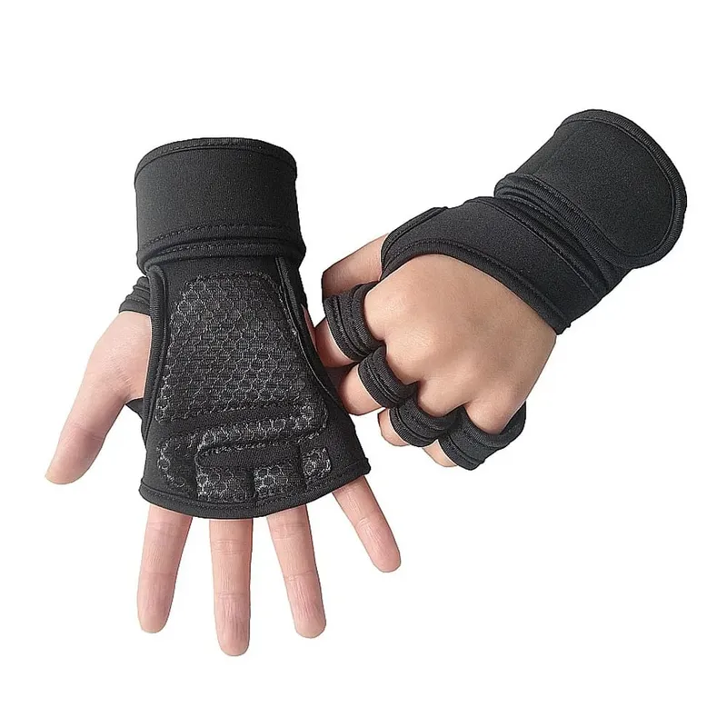 2PCS Training Sport Gloves for Men Women Workout Gloves Fitness Body Building Weightlifting Gym Hand Wrist Palm Protector Gloves — image 3