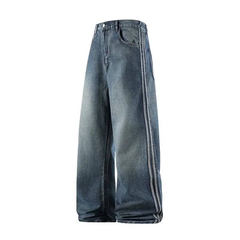 Man Pants Jeans Baggy Jeans Loose Fit Straight Leg High Street Casual Trousers For Men Spring Autumn Trendy Wide Leg — image 3