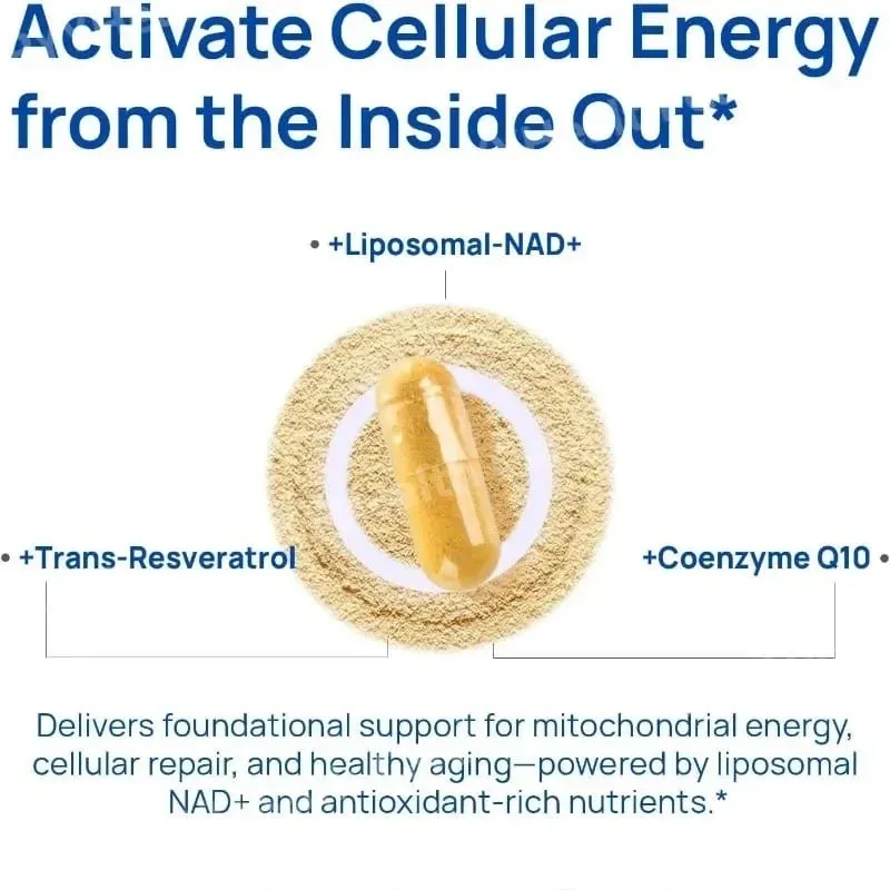 NAD+ Capsule for Men with Resveratrol CoQ10 & Zinc Nutrition Supplement Cellular Energy Antioxidant Support 60 Count Per Bottle — image 5