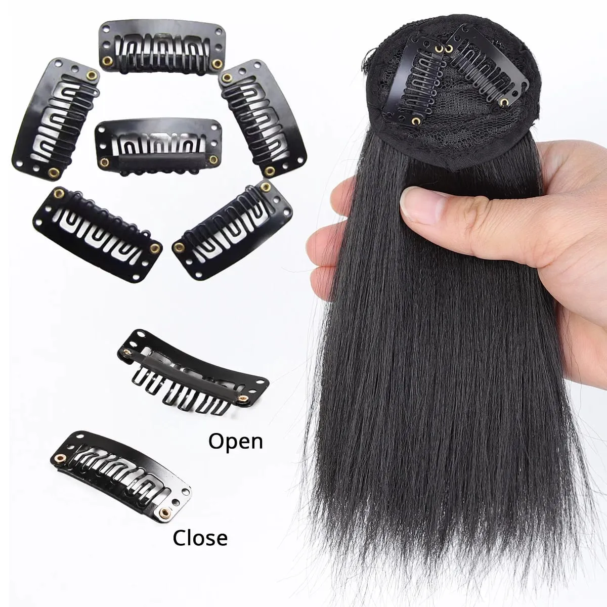 Straight hair synthetic hair pad clip to extend women's natural wigs women's invisible hair clips to add extra volume pieces — image 5