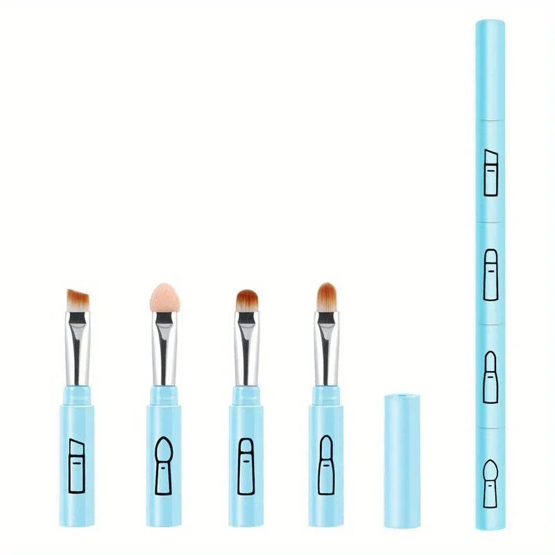 4-in-1 Portable Makeup Brush Set - Travel Friendly Detachable Mini Eyeshadow Eyebrow Eyeliner & Mascara Brushes Easy To Use — image 8