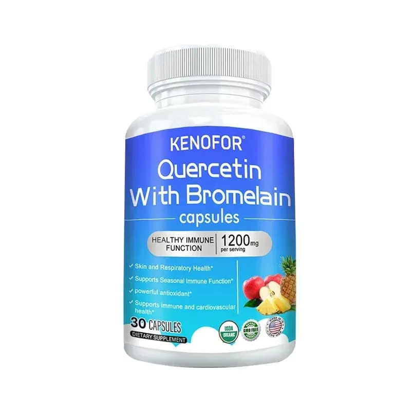 Quercetin Bromelain Capsules - Supports Immune Cardiovascular & Respiratory Health Antioxidant Supplements