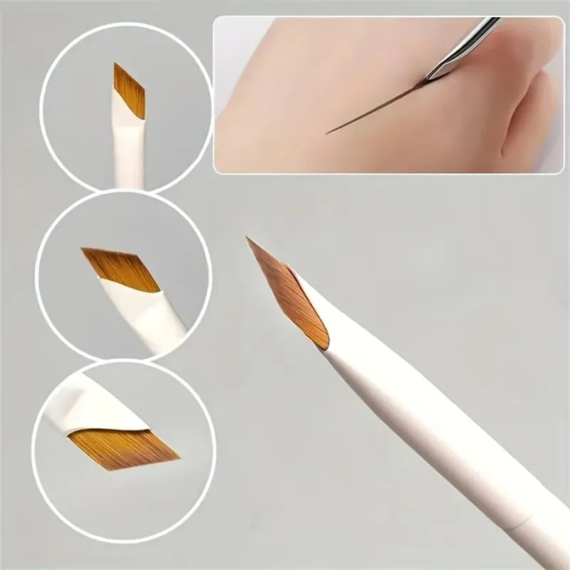 1pc Porcelain White Precision Angle Eyeliner Pencil And Eyebrow Brush Set - Nylon Brush Suitable For All Skin Types — image 1