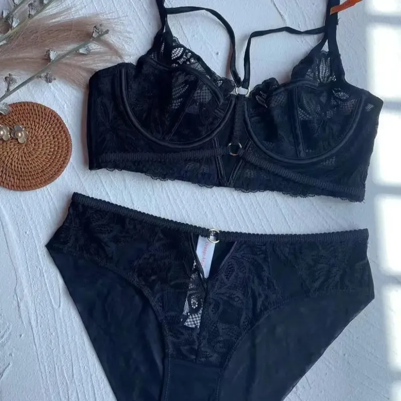 højkvalitets sexet blonde dame bh'er og korte todelt sæt push up blonder B C D kop tråd sommer lingeri undertøj lilla grøn — image 8