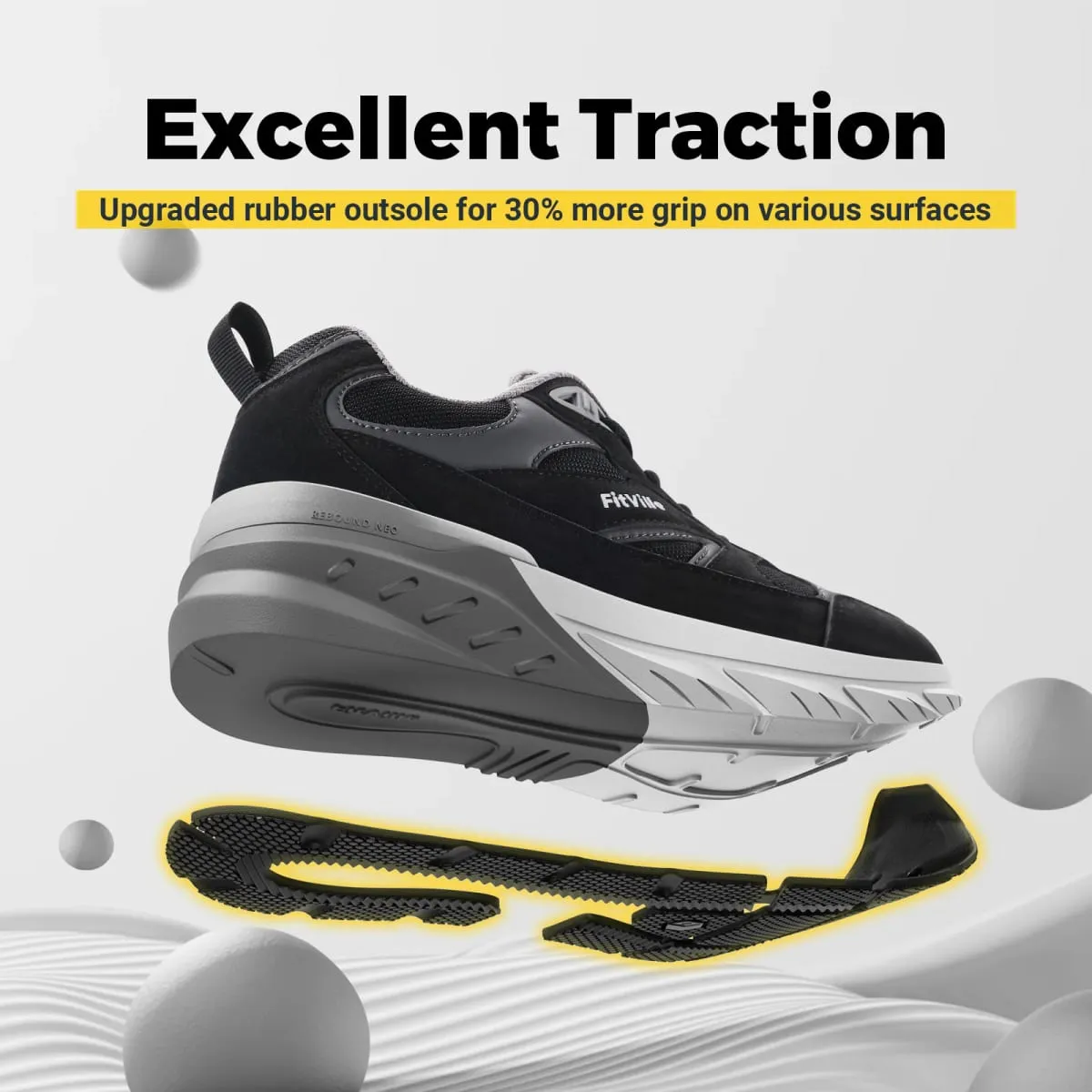 FitVille Newest Walking Shoes for Men Wide Width Sneakers with Arch Support for Flat Feet Heel Pain Relief Plantar Fasciitis — image 6