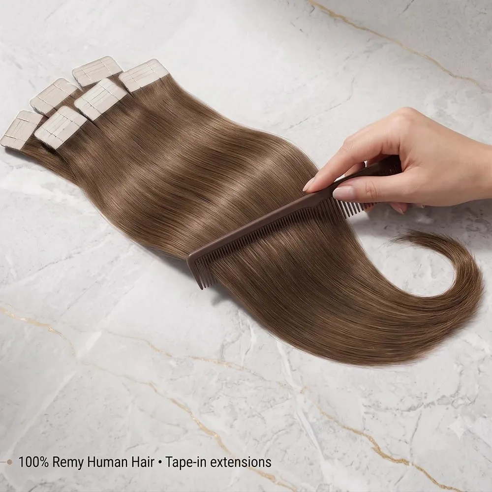 Colored 4A Medium Brown Tape In Hair Extensions 100% Human Hair Seamless Invisible 21Pcs/Pack 50g Remy Straight Brazilian 22 24 Inch Pure Human Hair For Women — image 4