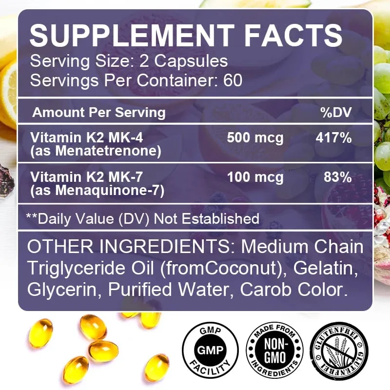 Vitamin K2 (MK7 & MK4) with D3 Supplement- Support Strong Bones & Healthy Brain Cardiovascular Health — image 7