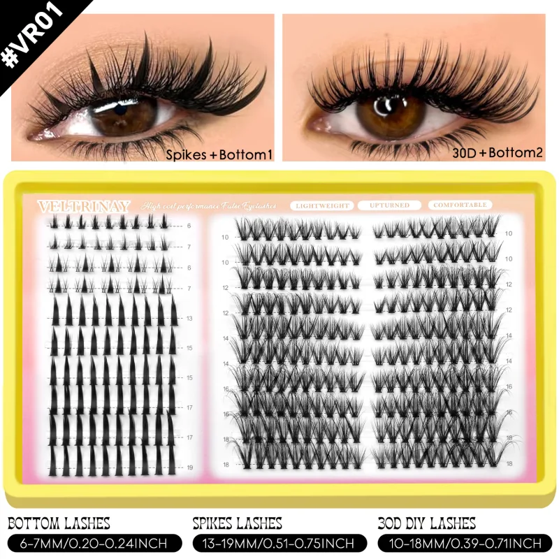 4-in-1 208pcs Lash Clusters 1style Manga Lash+2 style Spiky Botoom Lash+1 style Cat Eye Eyelashes DIY Clusters Lashes — image 10