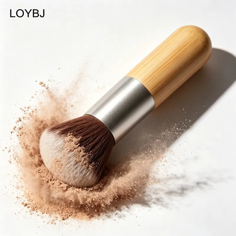 Kuas Foundation Gagang Bambu Kuas Rias Bedak Longgar Krim Foundation Cair Kontur Perona Pipi Alat Kecantikan Wajah Profesional