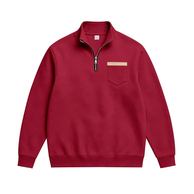 Men 2026 Autumn Winter Hot Item Fleece Lined Stand Collar Loose Vintage Sweatshirt Casual Commuter Fashion Male Daily Outerwear