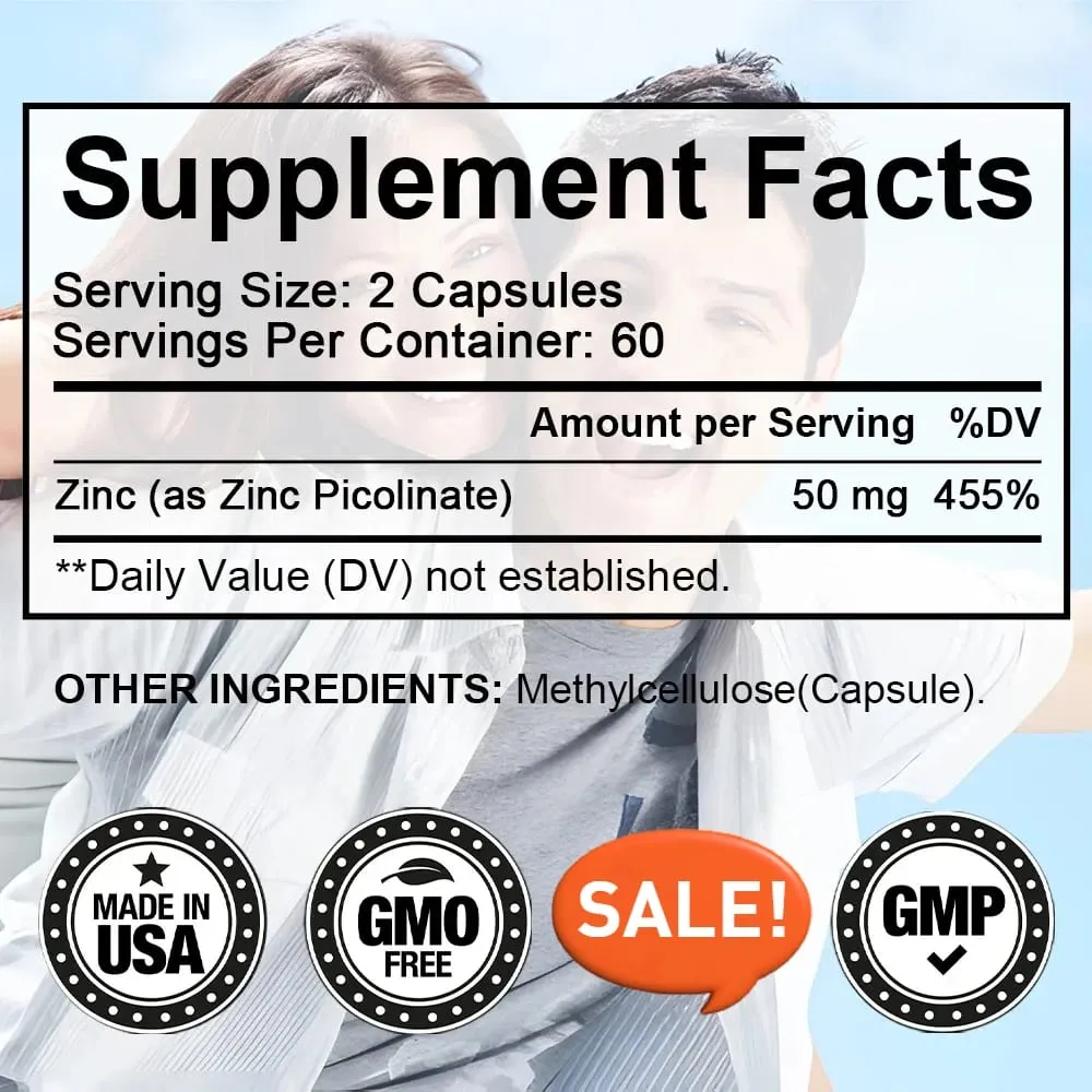 Zinc Capsules 50 Mg - เล็บและผิวหนังเสริมภูมิคุ้มกันต่อต้านอนุมูลอิสระตามธรรมชาติสำหรับทุกเพศ