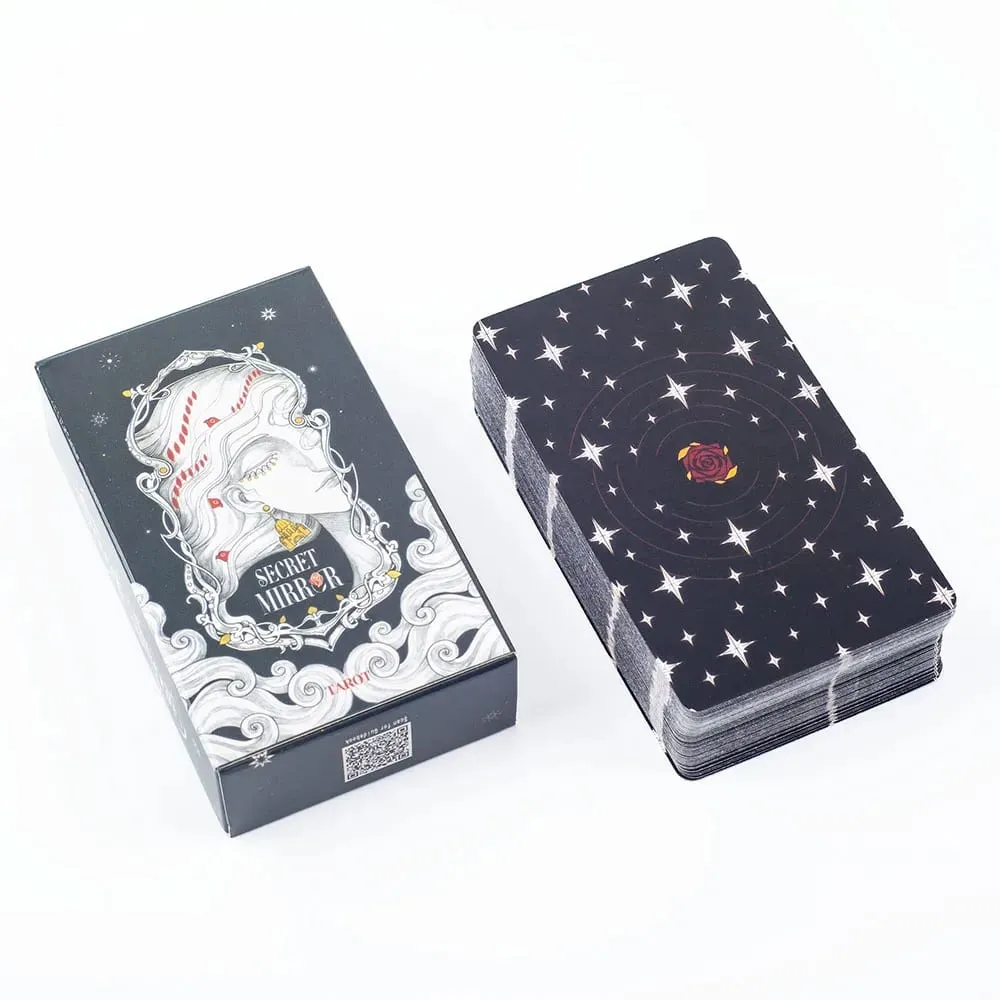 Secret Mirror Tarot 80 Cards Family Gathering Divination Deck English Version Feminine Art Board Game Monochrome 10.3*6CM — image 4
