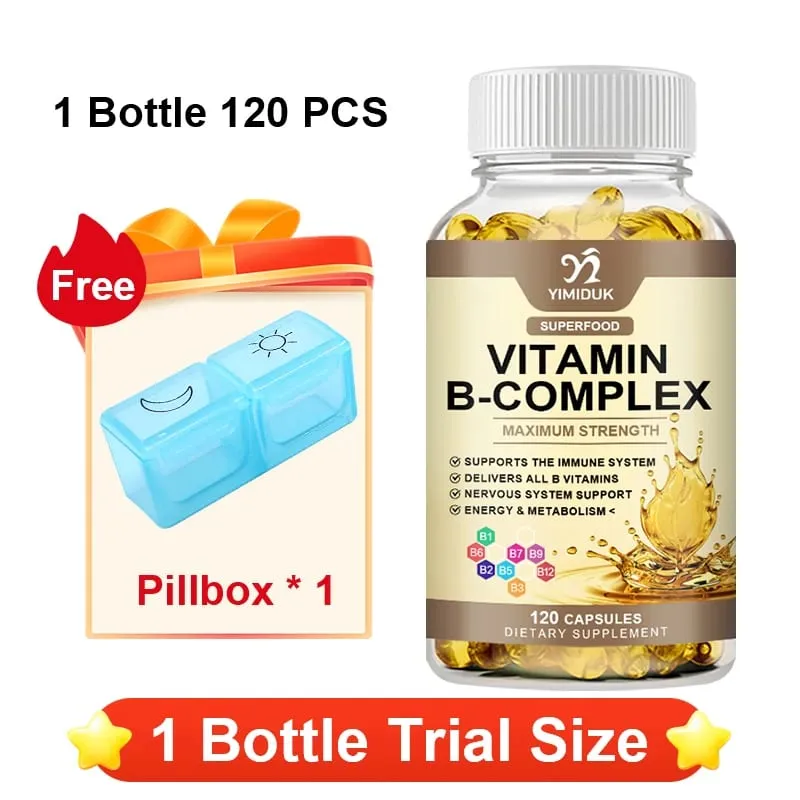 Vitamin B-Complex Capsules with Vitamin B12 & Biotin Support Nervous Bones Brain & Heart Health Metabolism Immune Energy