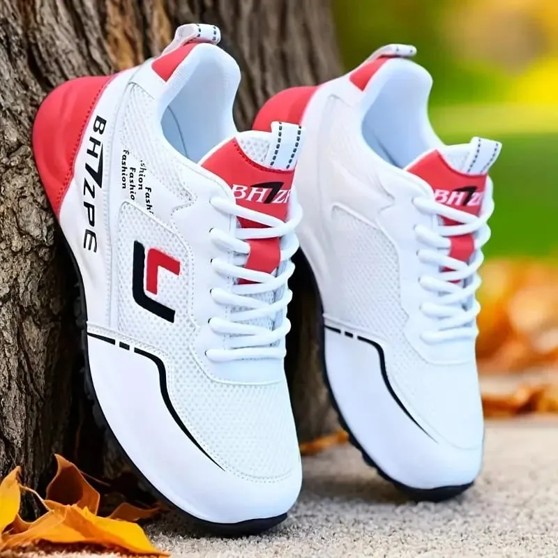 Men's Fashionable Low-Top Color-Blocked Breathable Mesh Running Sneakers