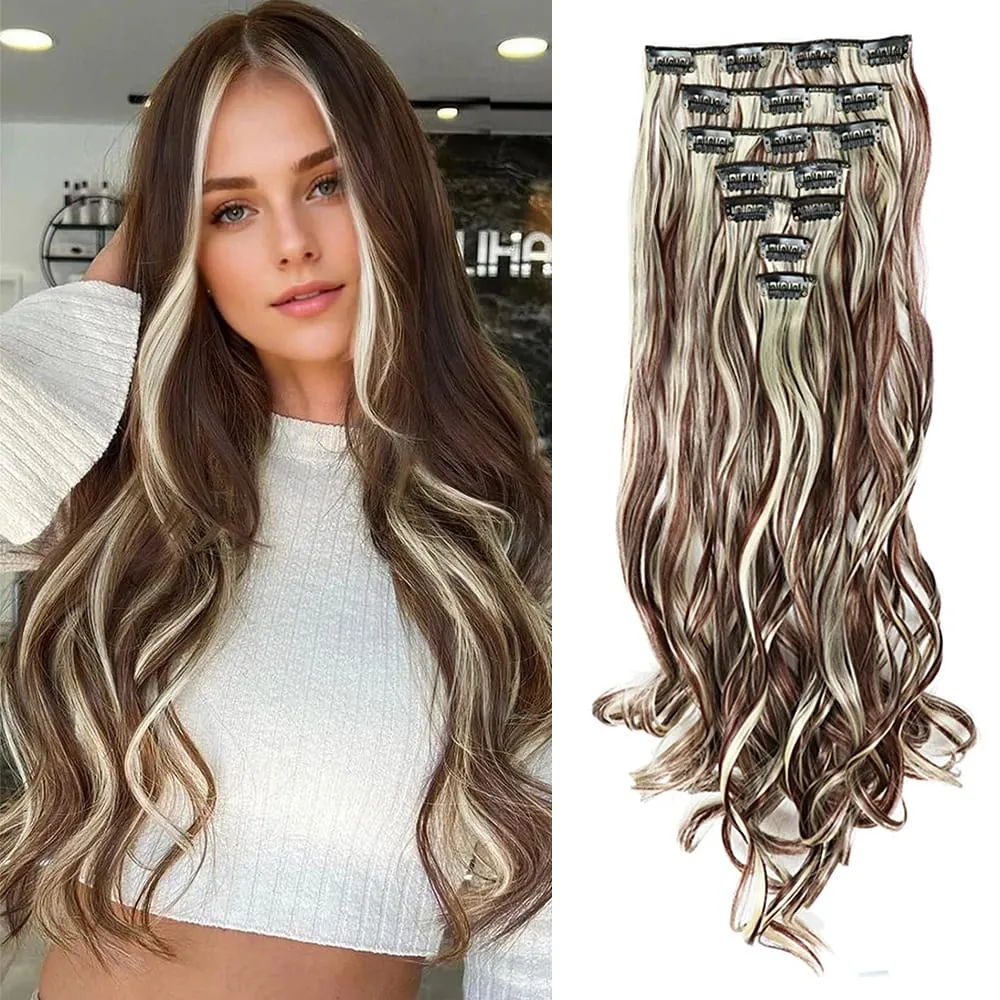 Synthetic Clip in Hair Extensions Purple hairpieces 7pcs/set 22inch Thick Hair for Women Girls Daily Party Cosplay — image 9