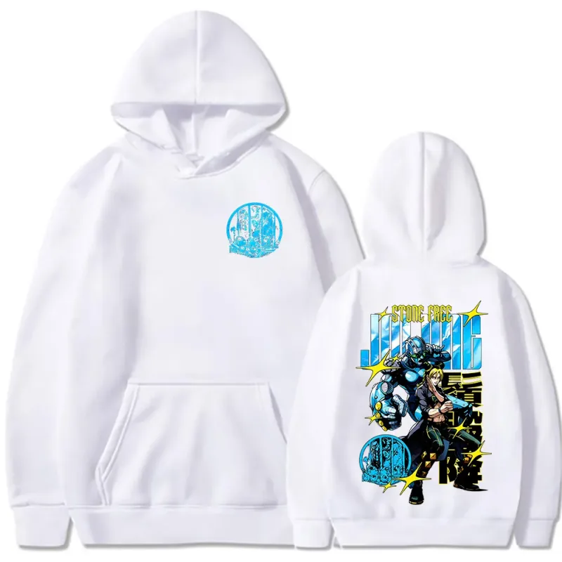 Anime Jojo Bizarre Adventure Stone Free Jolyne Cujoh Hoodies Men's Clothing Fashion Pullovers Long Sleeves Oversized Sweatshirts