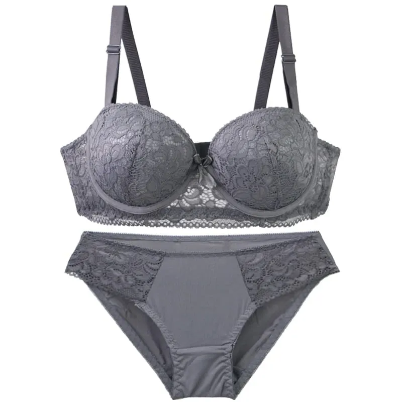 Bra Underwire Rajutan Bunga Baru 2025 untuk Wanita Pakaian Dalam Cup BC Renda Tali Dapat Disesuaikan Pakaian Dalam Empuk Minimizer Push Up — image 5