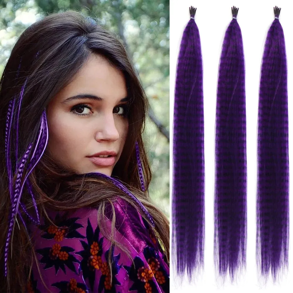 30roots Colored Synthetic Feather Stripe hair Extension 16 Tommer I Tip Party Cosplay Til Musikfestival Halloween Jul