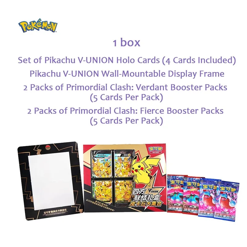Original Pokemon TCG Card Quartet Coupling V-Union Gift Box Set - Pikachu Mew-Two - 100% Authentic Collectible Trading Cards — image 2