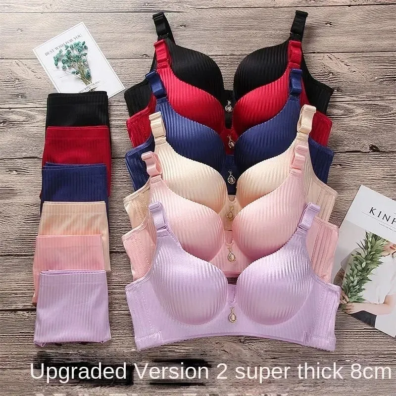 Women's Push Up Bra Set 8CM Super Thick Padded Lingerie with Adjustable Straps Comfortable Supportive