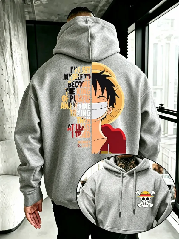One Piece Anime Hoodie Monkey D Luffy Quote Print Streetwear Unisex Men Women Oversized Casual Sweatshirts Long Sleeve — image 5