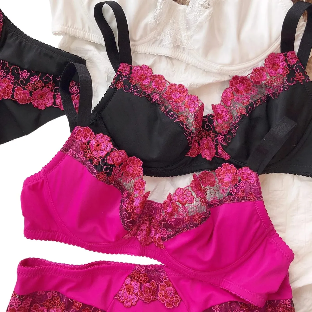 75-95 BCDEFG Summer New thin Floral Embroidery Push Up Women Sexy Underwear Sets Bra And Panty Lingerie Intimates — image 1