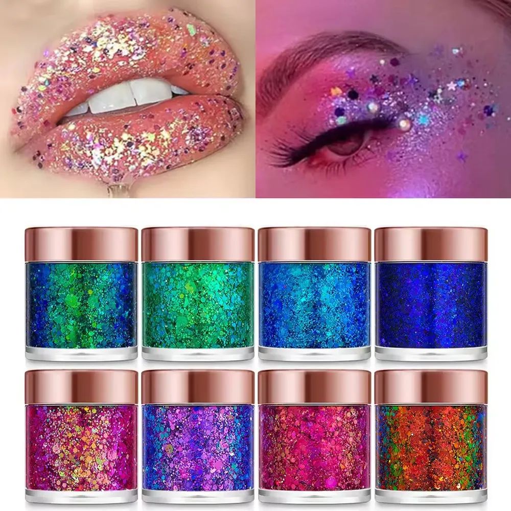 Chameleon Glitter Gel Sequins for Eye & Body Hair Makeup Bright Pearl Sequins Shimmer Face Shiny Decorations DIY Art & Parties