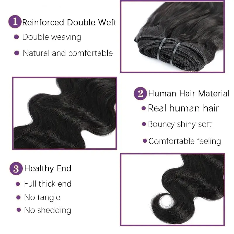 Clip In Hair Extensions Body Wave 8Pcs Clip In Human Hair Extensions Natural Black Remy Skin Weft Hair Extensions For Salon — image 2