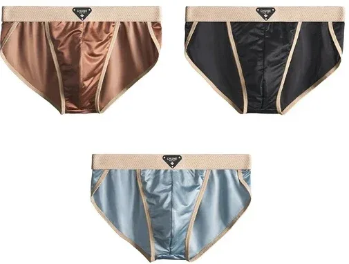 1/3PCS Men's Briefs Ice Silk Satin-like Briefs Men's Underpants Summer Breathable Quick Drying Panties Sexy U Pouch Underwear
