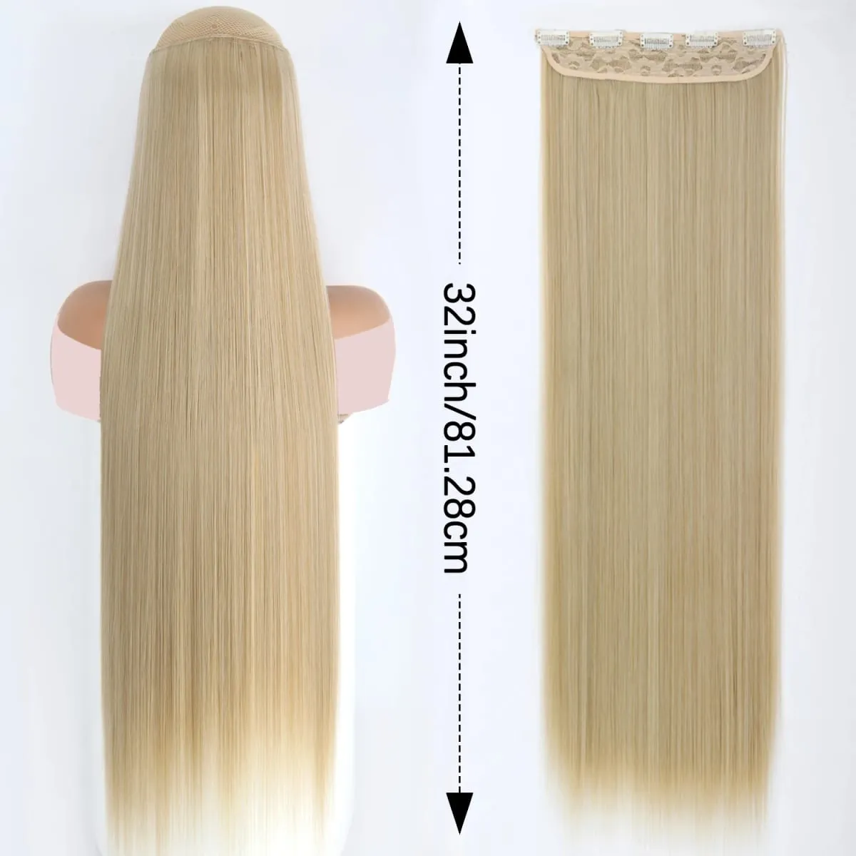 Synthetic Super Long Straight 5 Clip In Hair Extensions 32Inch One Piece Hairpiece for Women Multiple Colors Hair Extensions