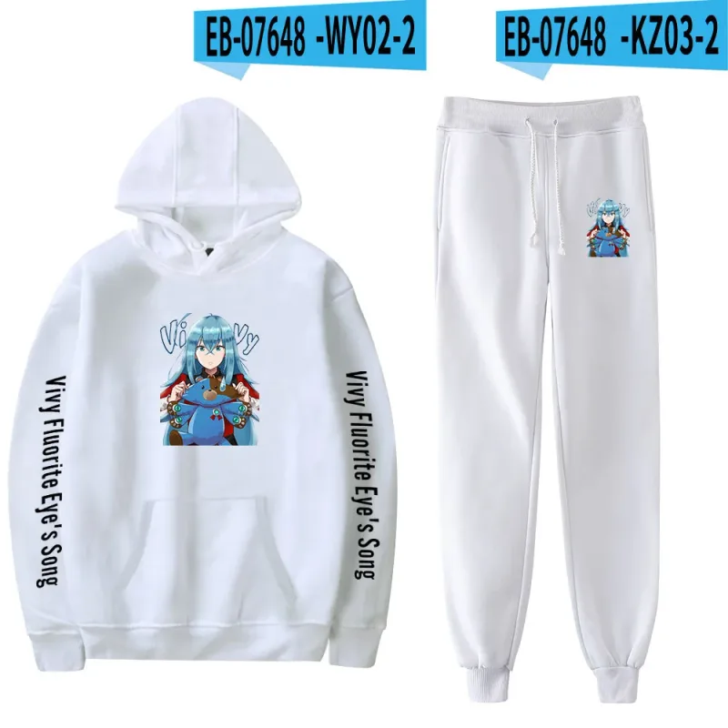 Harajuku Comfortable Vivy Fluorite Eye's Song Print Sweatshirt Sweatpants Hoodies+ Trousers Suit Boys/Girls 2 Piece Set Clothes — image 37