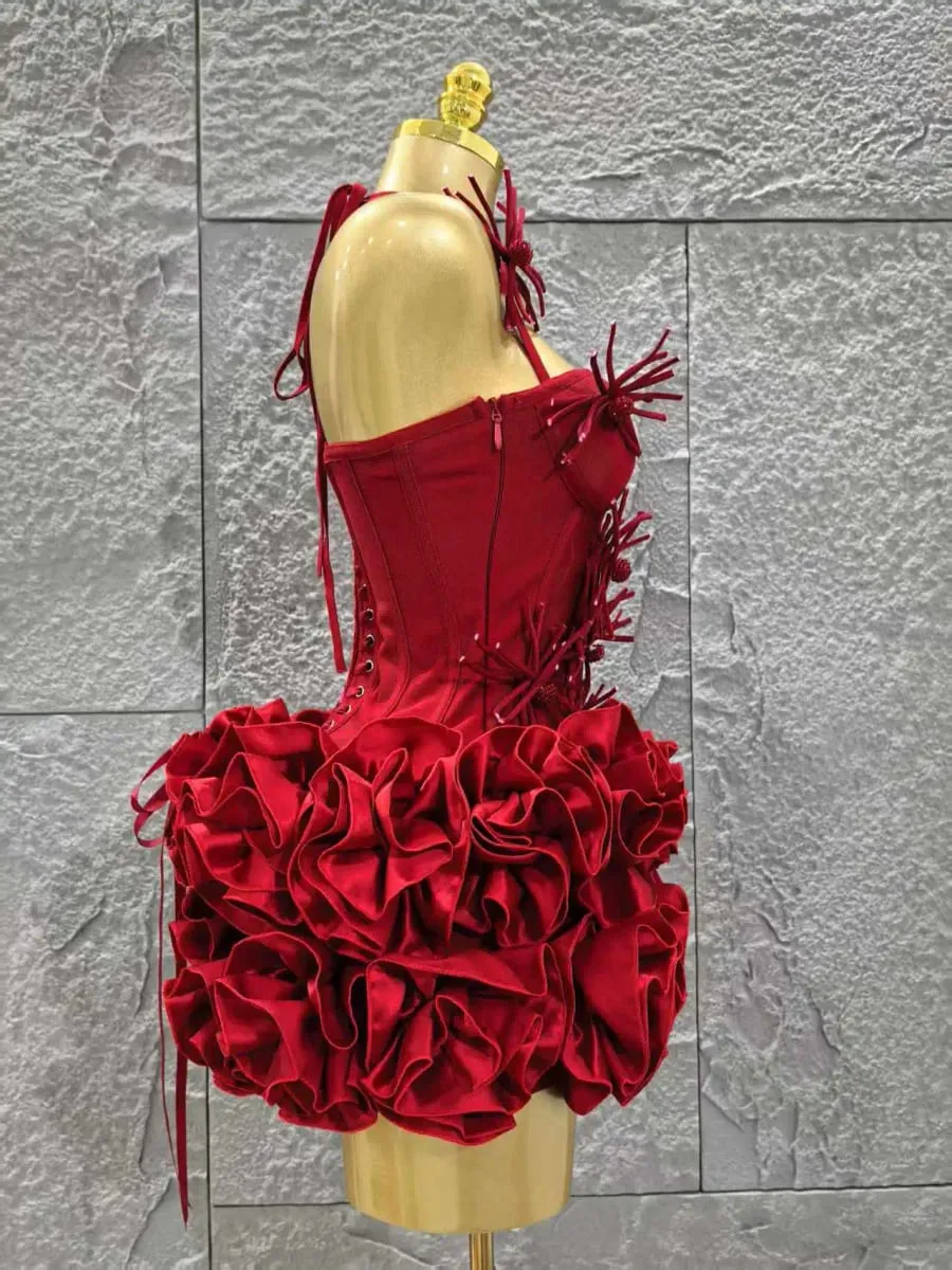 Elegant Skinny Luxury Birthday Party Red Black Bandage Outfit Women Sexy Halter Prom Gown Celebrity Club Two Piece Set Cocktail — image 5