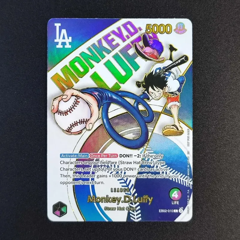 DIY OPCG ONE PIECE CARD Monkey.D.Luffy Ace (010) (Dodgers x ONE PIECE) EB02-010 One Piece Promotion Anime English Cards Foil